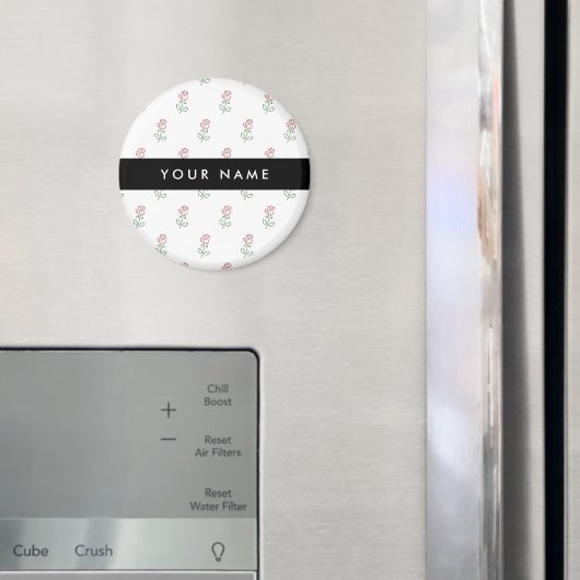 Rode rozen, patroon van Rozen, Jouw naam Magneet (Insitu (Koelkast))