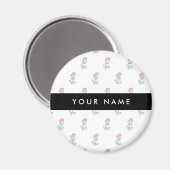 Rode rozen, patroon van Rozen, Jouw naam Magneet (Voorkant / Achterkant)