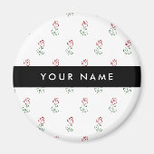 Rode rozen, patroon van Rozen, Jouw naam Magneet (Voorkant)