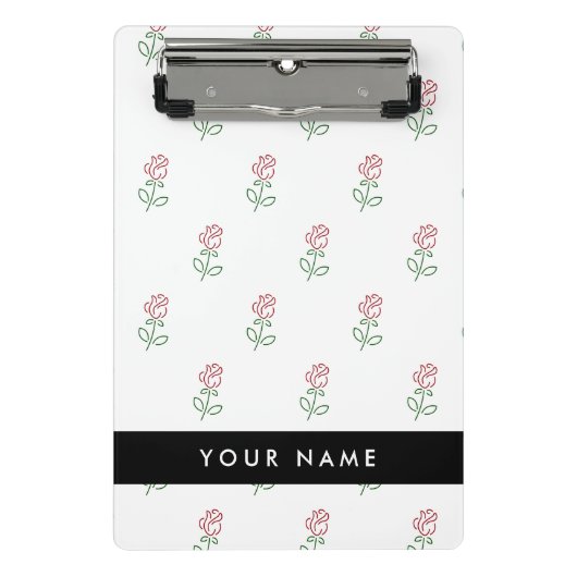 Rode rozen, patroon van Rozen, Jouw naam Mini Klembord (Voorkant)