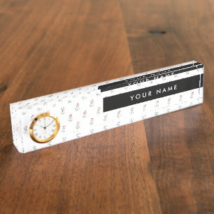 Rode rozen, patroon van Rozen, Jouw naam Naambordje