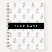 Rode rozen, patroon van Rozen, Jouw naam Notitieboek (Voorkant)