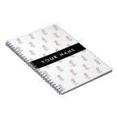 Rode rozen, patroon van Rozen, Jouw naam Notitieboek (Rechterzijde)