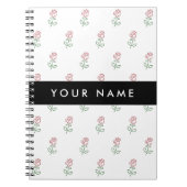 Rode rozen, patroon van Rozen, Jouw naam Notitieboek (Voorkant)