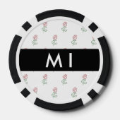 Rode rozen, patroon van Rozen, Jouw naam Poker Chips (Achterkant)