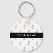 Rode rozen, patroon van Rozen, Jouw naam Sleutelhanger (Achterkant)