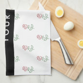 Rode rozen, patroon van Rozen, Jouw naam Theedoek (Quarter Fold)