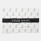 Rode rozen, patroon van Rozen, Jouw naam Theedoek (Horizontaal)