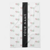 Rode rozen, patroon van Rozen, Jouw naam Theedoek (Verticaal)