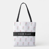 Rode rozen, patroon van Rozen, Jouw naam Tote Bag (Achterkant)