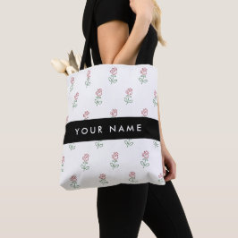 Rode rozen, patroon van Rozen, Jouw naam Tote Bag