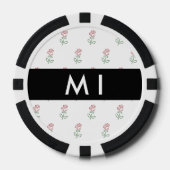 Rode Rozen, Patroon Van Rozen, Uw Naam Poker Chips (Voorkant)