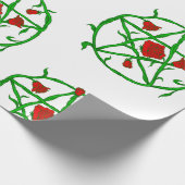 rode rozen pentagram gothic gothic wiccan cadeaupapier (Hoek)