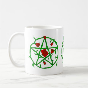 rode rozen pentagram gothic gothic wiccan koffiemok