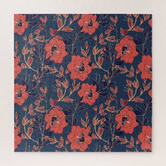 Rode rozen pioenen donkere achtergrond legpuzzel (Verticaal)