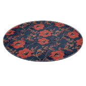 Rode rozen pioenen donkere achtergrond snijplank (Hoek)