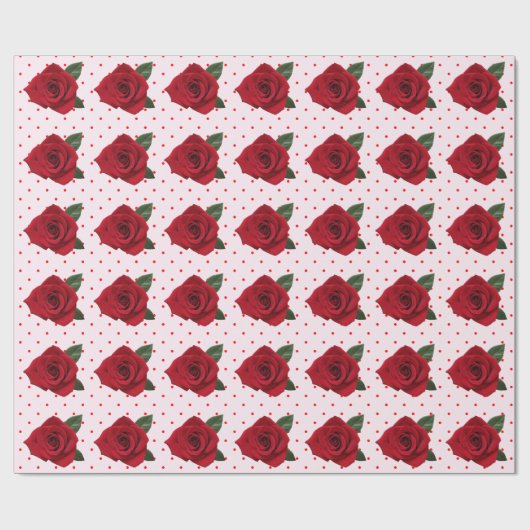 Rode rozen pokdots die papier verpakken (Vlak)