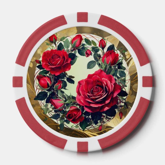 Rode rozen poker chips (Voorkant)