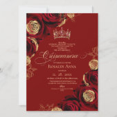 Rode Rozen Prinses Quinceañera Kaart (Voorkant)