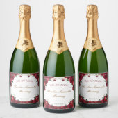 Rode rozen Quinceañera Champagne flesetiketten Sparkling Wijnetiket (Flessen)