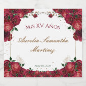 Rode rozen Quinceañera Champagne flesetiketten Sparkling Wijnetiket (Enkel label)