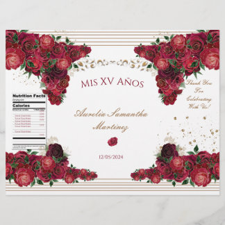 Rode Rozen Quinceañera Chip Bag Wrapper Flyer