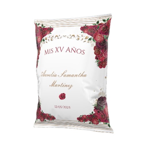 Rode Rozen Quinceañera Chip Bag Wrapper Flyer