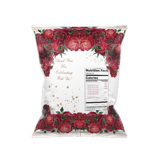 Rode Rozen Quinceañera Chip Bag Wrapper Flyer