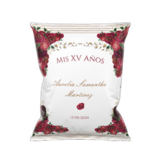 Rode Rozen Quinceañera Chip Bag Wrapper Flyer