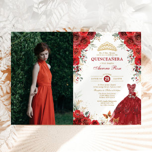 Rode Rozen Quinceañera Mis Quince Anos Foto Kaart