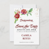 rode rozen quinceanera save the date (Voorkant)