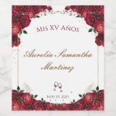 Rode Rozen Quinceañera Wijnflesetiketten Wijn Etiket (Enkel label)