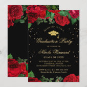 Rode Rozen Rand Bloemrijke Afstuderen Kaart (Voorkant / Achterkant)