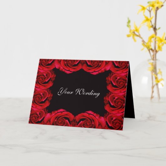 Rode rozen rand trim romantische kaart (tekst toev (Gele Bloem)