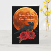 Rode Rozen Raven Maan Halloween Kaarten (Gele Bloem)