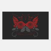 Rode rozen rechthoekige sticker (Voorkant)