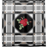 rode rozen, retro douchegordijn (Voorkant)