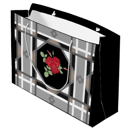 rode rozen, retro groot cadeauzakje (Achterkant Gekanteld)