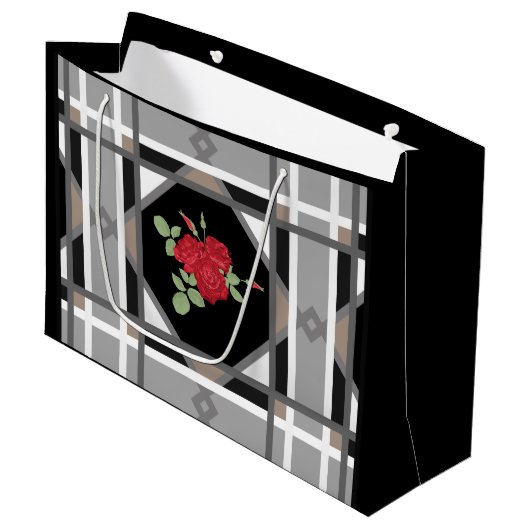 rode rozen, retro groot cadeauzakje (Voorkant Gekanteld)