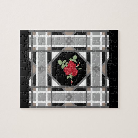 rode rozen, retro legpuzzel (Horizontaal)