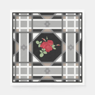 rode rozen, retro servet