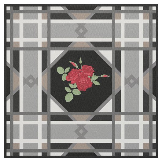 rode rozen, retro stof (Swatch)