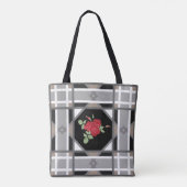 rode rozen, retro tote bag (Achterkant)