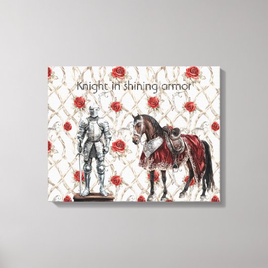 Rode Rozen Ridder in Schitterende Wapenrusting Canvas Afdruk (Voorkant)