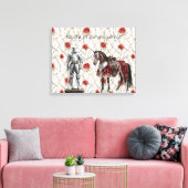 Rode Rozen Ridder in Schitterende Wapenrusting Canvas Afdruk (Insitu (Woonkamer))