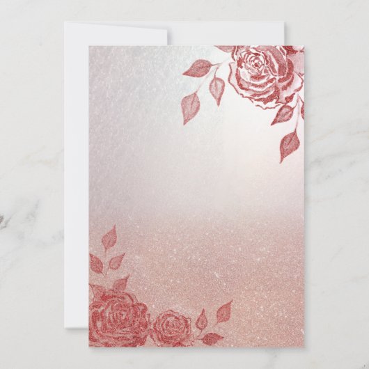 Rode rozen rode glitter jurk Quinceañera Uitnodigi Kaart (Achterkant)