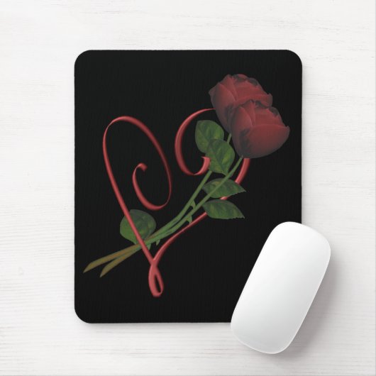 Rode Rozen Rode Hart Bloem Mousepad Muismat (Met muis)