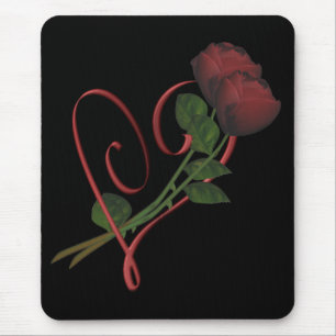 Rode Rozen Rode Hart Bloem Mousepad Muismat