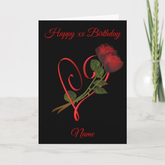 Rode Rozen Rode Hart gepersonaliseerde verjaardag Kaart (Voorkant)