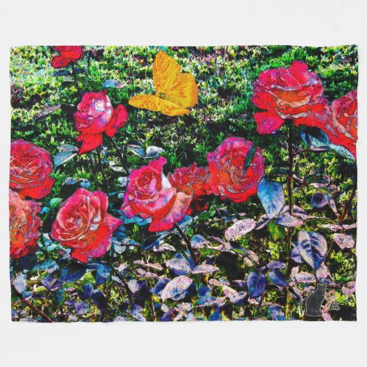 Rode Rozen Rode Rozen Fleece Deken (Voorkant (Horizontaal))